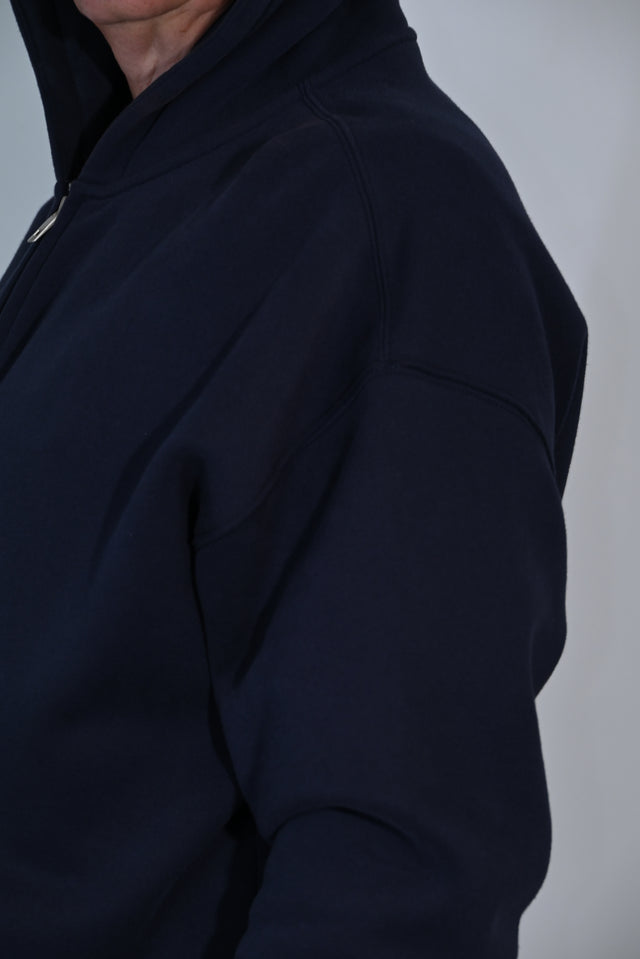 ZY Unisex Džemperis ar rāvējslēdzēju, premium audums, tumši zils