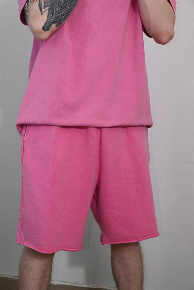 ZY Unisex premium vasaras komplekts: krekls un šorti no 100% kokvilnas, rozā krāsā