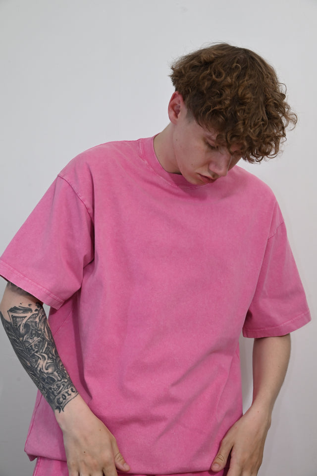 ZY Unisex premium vasaras komplekts: krekls un šorti no 100% kokvilnas, rozā krāsā
