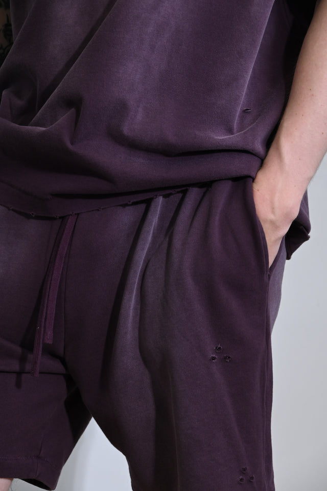 ZY premium 100% kokvilnas komplekts: krekls + šorti tumši violetā krāsā