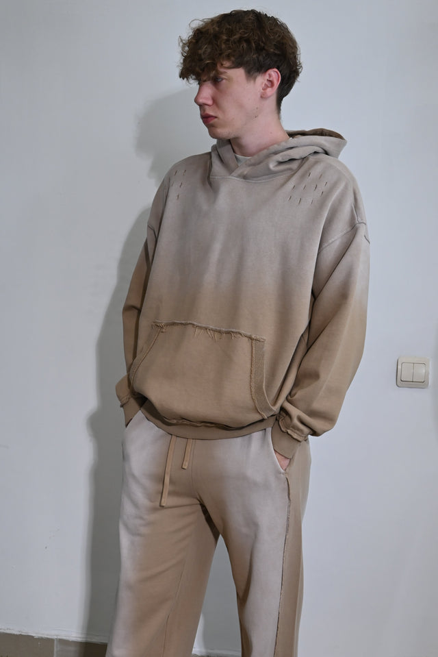 ZY Unisex ekskluzīvs vasaras komplekts dizaina izbalējušajā stilā, kafijas krāsā