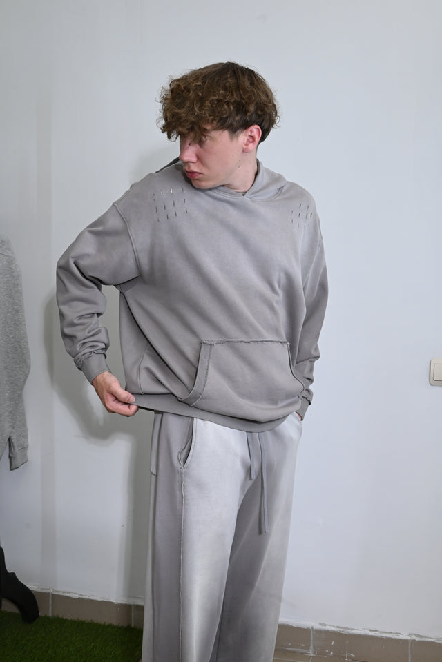 ZY Unisex ekskluzīvs vasaras komplekts dizaina izbalējušajā stilā, gaiši pelēkā krāsā
