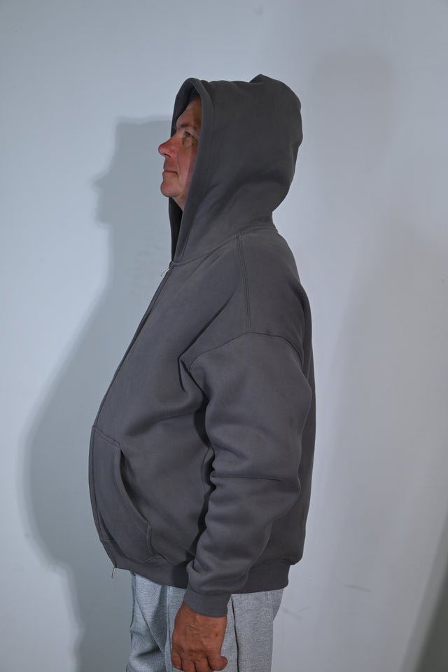 ZY Unisex Džemperis ar rāvējslēdzēju, premium audums, pelēks