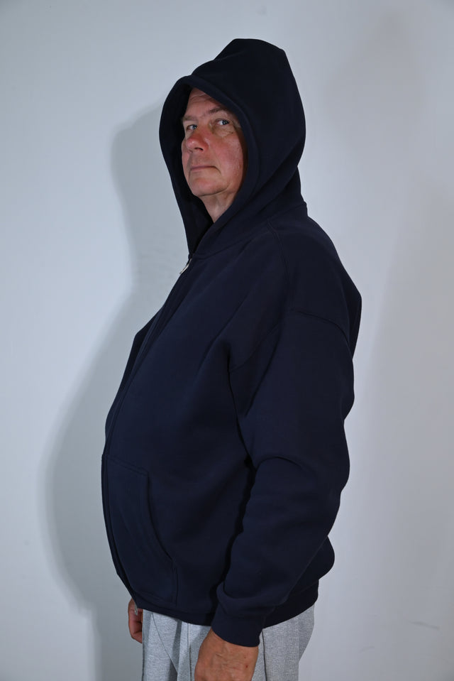 ZY Unisex Džemperis ar rāvējslēdzēju, premium audums, tumši zils