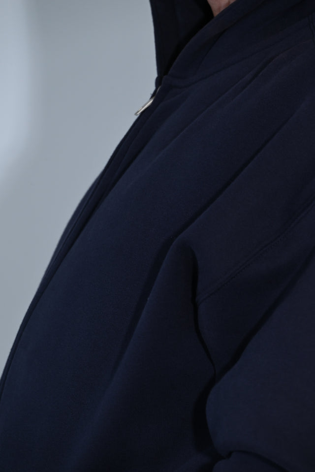 ZY Unisex Džemperis ar rāvējslēdzēju, premium audums, tumši zils