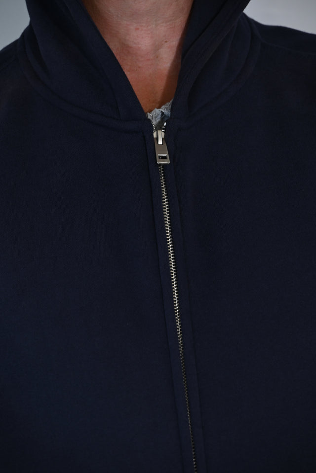 ZY Unisex Džemperis ar rāvējslēdzēju, premium audums, tumši zils