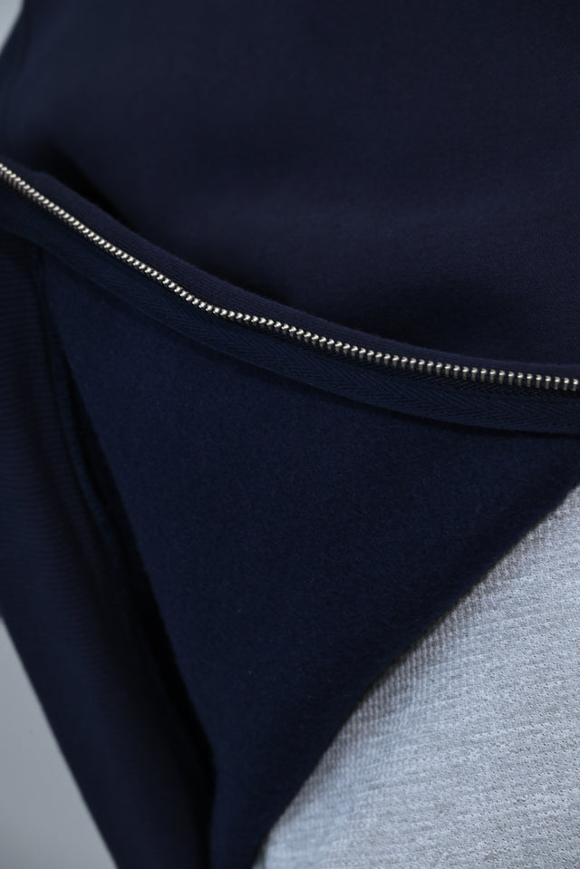 ZY Unisex Džemperis ar rāvējslēdzēju, premium audums, tumši zils