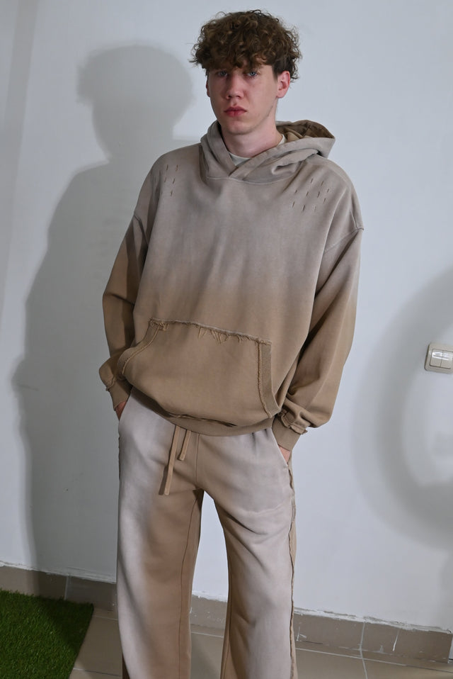 ZY Unisex ekskluzīvs vasaras komplekts dizaina izbalējušajā stilā, kafijas krāsā