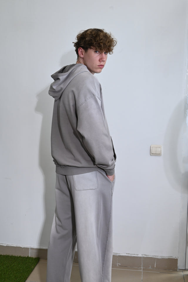 ZY Unisex ekskluzīvs vasaras komplekts dizaina izbalējušajā stilā, gaiši pelēkā krāsā