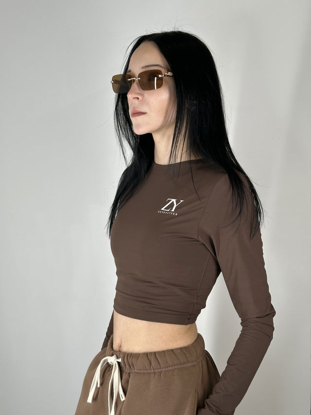 ZY Tops ar garām piedurknēm Brown Nr.2